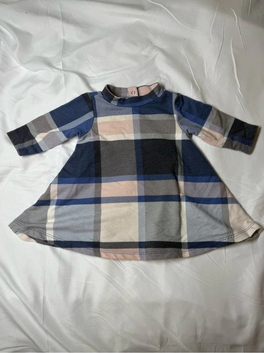 Old Navy Navy and Blush Plaid Baby Dress